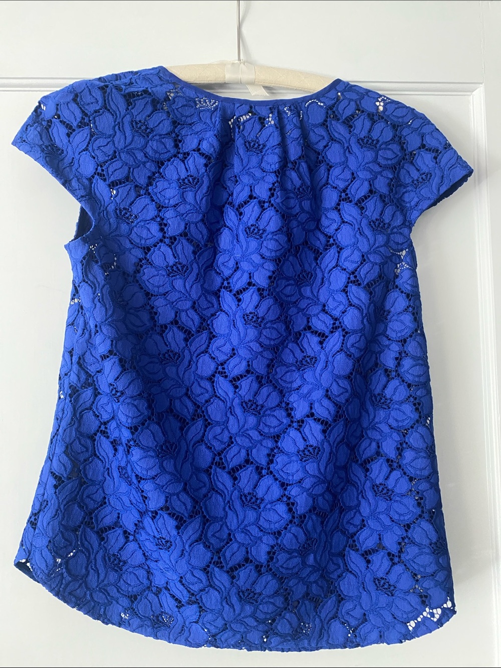 J. Crew Cobalt Lace Floral Blouse